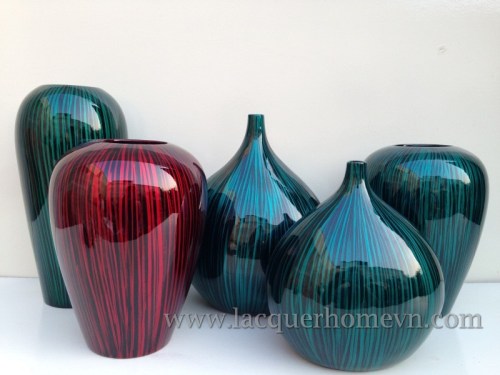 Vietnam lacquer ceramic vases